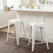 E-home Vali瓦力工業風可堆疊金屬吧檯椅-高61cm-白色
