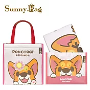 Sunny Bag - 柯基犬椪椪 直式保冷袋+輕便野餐墊 (日日春椪椪款)