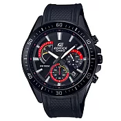 【CASIO】EDIFICE 時尚大型錶面極速大道橡膠錶帶紳士錶-黑面X紅(EFR-552PB-1A)