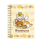 San-X 拉拉熊快樂貓生活系列線圈筆記本。黃