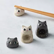 有種創意 - 日本美濃燒 - 陶製手作筷架 - 貓咪雙件組(4選2)貓咪就座-白+貓咪就座-白