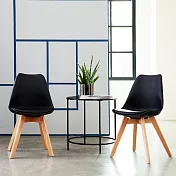 E-home EMSB北歐經典造型軟墊櫸木腳餐椅-五色可選 黑色