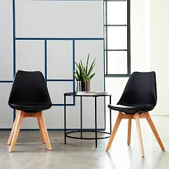 E─home EMSB北歐經典造型軟墊櫸木腳餐椅─五色可選 黑色