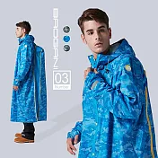 【寶嘉尼 BAOGANI】B03背包客多功能大衣型雨衣2XL海洋藍