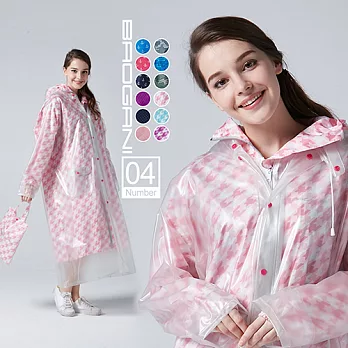 【寶嘉尼 BAOGANI】B04 HAPPY RAINY DAY 雙層雨衣-千鳥格(雙層雨衣、可拆式連身雨衣)2XL粉紅