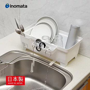 【日本 INOMATA】日製多功能雙向碗盤筷瀝水籃(附分格盒)