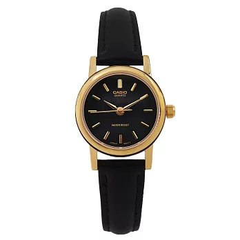 CASIO 卡西歐 LTP-1095Q 時尚簡約文青金框小錶面皮帶手錶 - 金黑釘 1A