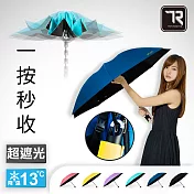 【TDN】收的妙降溫黑膠反向折傘 抗UV秒收傘(晴雨傘自動收傘B7488)藏青藍