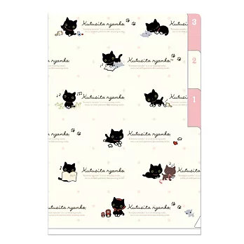 San-X 小襪貓貓咪演奏會系列三層分頁A6文件夾。白