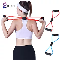ILIAN 8字瑜珈彈力繩 運動拉力繩 手臂 臀部 健身 力量訓練 鍛鍊身體 伸展帶 運動塑形好幫手紅色