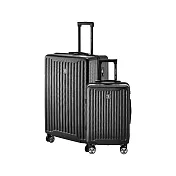 【BENTLEY賓利】28吋+20吋 PC+ABS 簡約條紋合金拉桿輕量行李箱 二件組-黑