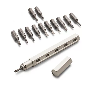 Tool Pen 工具筆 附18個螺絲起子頭-雪白銀