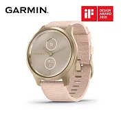 Garmin vivomove Style (尼龍) 指針智慧腕錶櫻粉鉑砂金