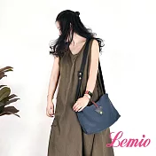 【Lemio】LD系列訂製棉麻文藝側背包(深邃藍)