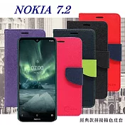 諾基亞 Nokia 7.2  經典書本雙色磁釦側翻可站立皮套 手機殼 側掀皮套黑色