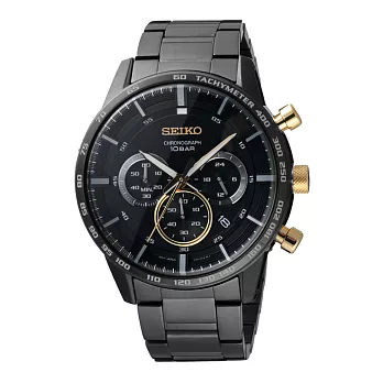 SEIKO 50週年紀念款計時手錶三眼腕錶-鐵灰