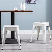 E-home 四入組 Una尤娜工業風可堆疊金屬吧檯椅-高45cm 三色可選白色