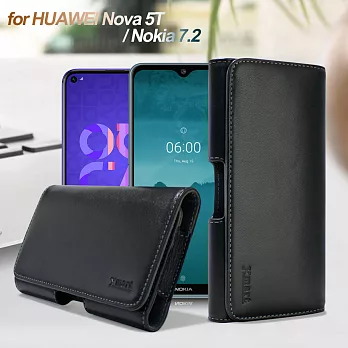 Xmart for HUAWEI Nova 5T/Nokia 7.2 型男羊皮橫式腰掛皮套