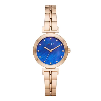 ELLE  ODEON系列晶鑽貝殼面腕錶-藍X玫瑰金