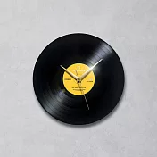 手工黑膠唱片靜音時鐘/掛鐘-經典黃
