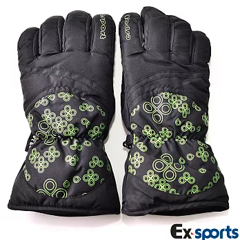 Ex-sports 防水保暖手套 超輕量多功能(女款-7327)F-黑底/綠