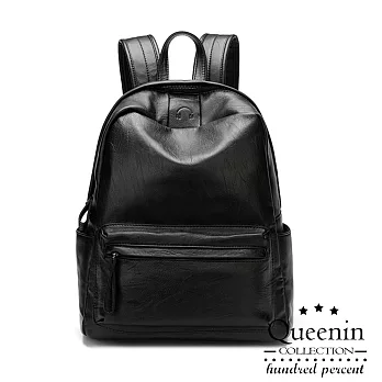 DF Flor Eden - 簡約時尚牛皮多層收納防盜後背包-共2色黑色