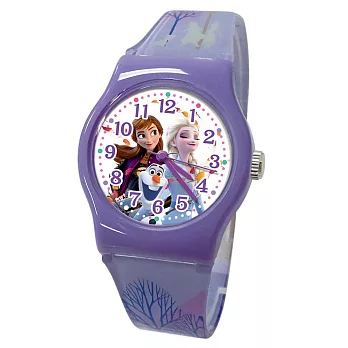 Frozen冰雪奇緣 艾莎和安娜攜手相伴與俏皮雪寶卡通膠錶 - FZ-2303 紫