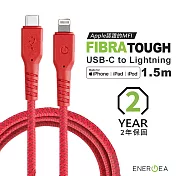 ENERGEA iPhone USB-C to Lightning Fibratough快充MFI認證傳輸線 1.5m紅色