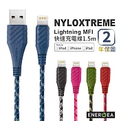 ENERGEA NyloXtreme 超強編織耐彎折防彈絲Lightning快速充電線1.5m藍色