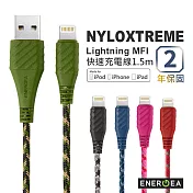 ENERGEA NyloXtreme 超強編織耐彎折防彈絲Lightning快速充電線1.5m綠色