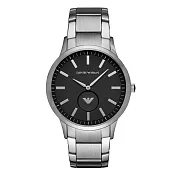 EMPORIO ARMANI 分秒必爭時尚都市腕錶-銀X黑