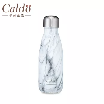 【Caldo卡朵生活】大理石紋雙層不鏽鋼保溫瓶260ml 白