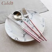 【Caldo卡朵生活】玫瑰光影不鏽鋼環保餐具組 銀