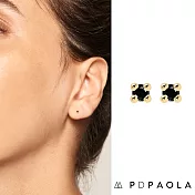 PD PAOLA 西班牙時尚潮牌 單鑽耳環 迷你耳環 925純銀鑲18K金 金色黑鑽