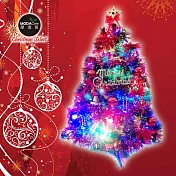 摩達客 台灣製3尺/3呎(90cm)豪華型裝飾綠色聖誕樹(紅金色系配件)+50燈LED燈插電式燈串一串彩光(附控制器)本島免運費