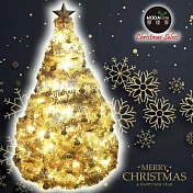 摩達客 台灣製7呎/7尺(210cm)豪華版氣質霧金系聖誕樹(金色系配件組)+100燈LED燈暖白光2串(附IC控制器)