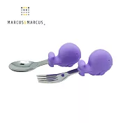 【MARCUS＆MARCUS】動物樂園寶寶手握訓練叉匙-鯨魚(紫)