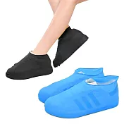 輕薄型矽膠防雨鞋套 短版藍M