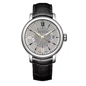 AEROWATCH 瑞士愛羅錶 - 兩地時區商務錶(銀色款)