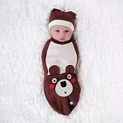 BABY joe美國製純棉手工包巾套組-愣愣噠棕熊寶寶