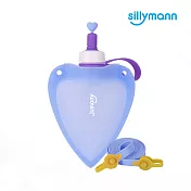 【韓國sillymann】 100%兒童便攜捲式鉑金矽膠心型水瓶-250ml藍色