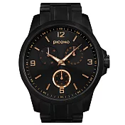 PICONO Original 經典真三眼多功能系列不鏽鋼錶帶手錶 / OR-9703 霧面黑