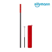 【韓國sillymann】 100%鉑金矽膠攜帶型吸管套裝-2組紫紅色