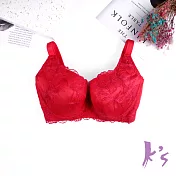 【K’s 凱恩絲】有氧蠶絲幸運花刺繡包覆機能紅色內衣B127款32/70D紅色