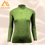 【Anti Arctic】遠紅外線保暖衣-幾何壓紋-女高領-綠S綠S