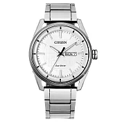 CITIZEN 光動能格紋設計時尚腕錶-銀