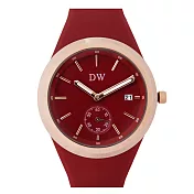日本DW D3218 可愛輕盈小秒設計矽膠手錶 - 紅色