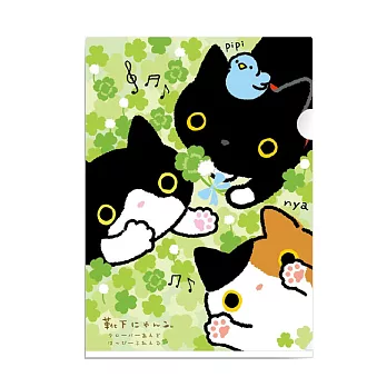 San-X 小襪貓貓朋友幸運草系列A4文件夾。花園唱歌