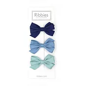 英國Ribbies 三層中蝴蝶結3入組-藍色系列