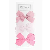 英國Ribbies 經典中蝴蝶結3入組-粉紅系列